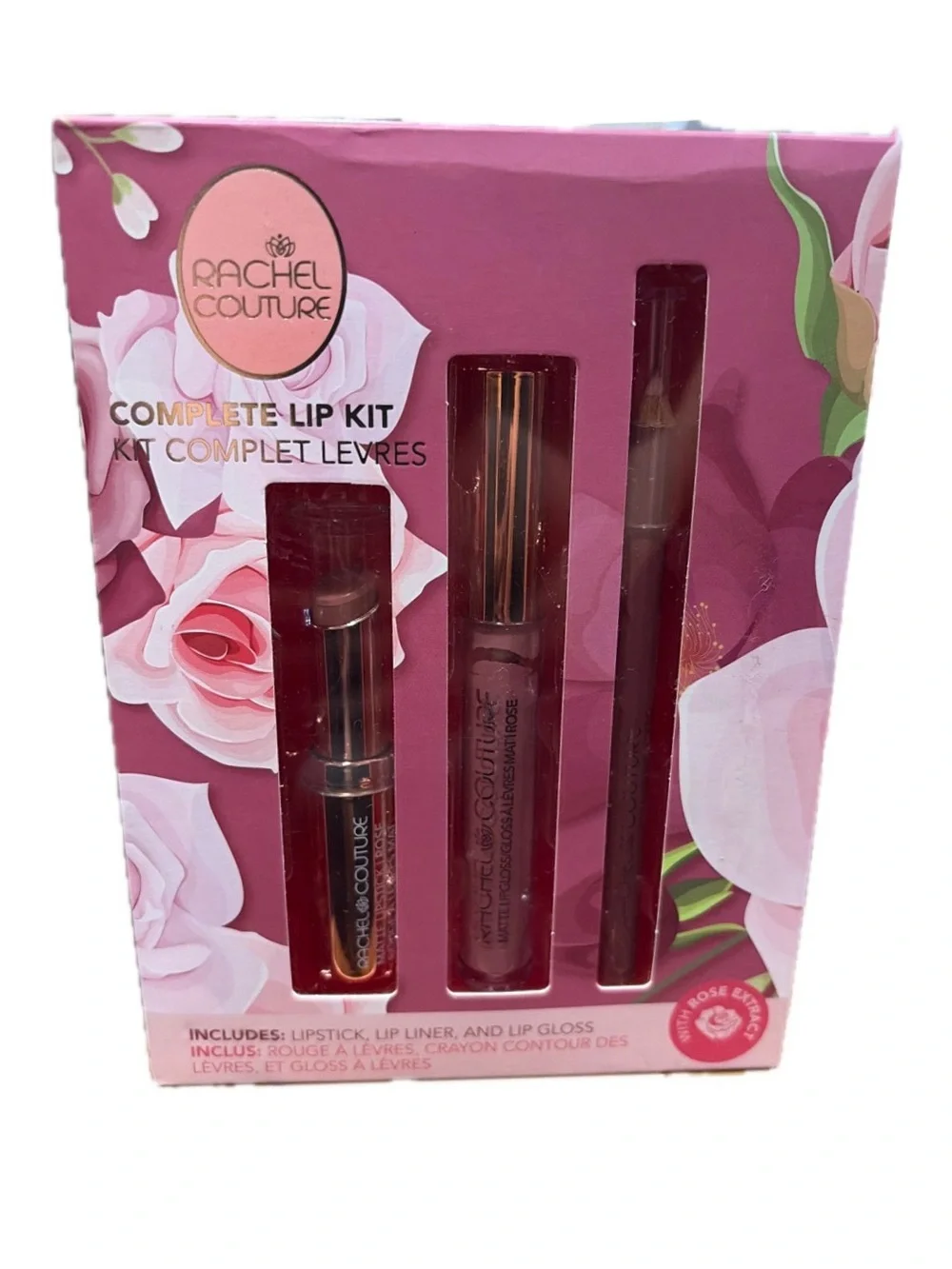 NIB Rachel Couture Complete Lip Kit - Rose